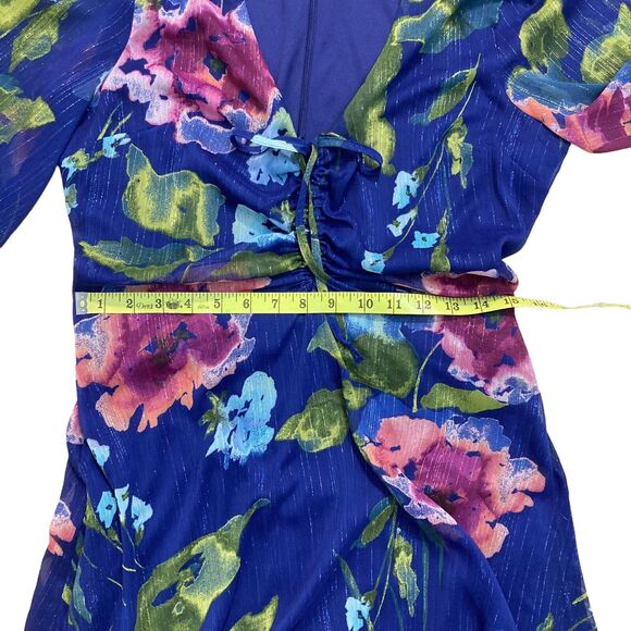 Julia Jordan Blue Pleated Midi Dress with V-Neck - Picture 5 of 9